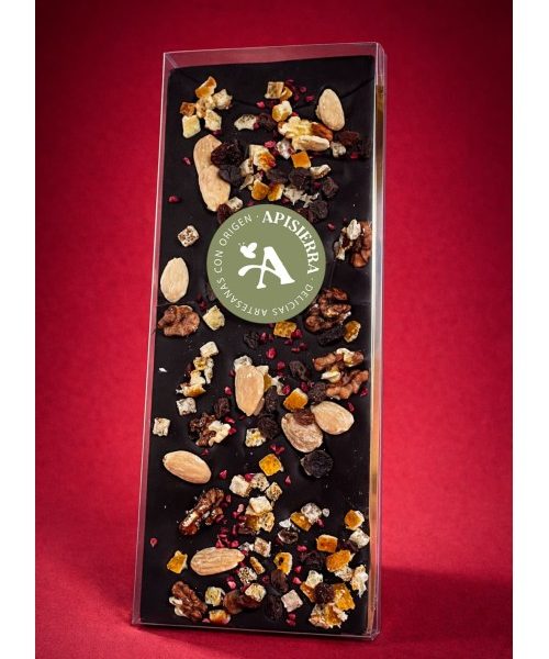 Tabletón chocolate puro70% artesano con frutos secos 400gr