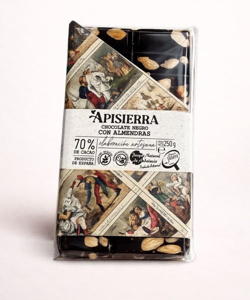 Tabletón chocolate puro 70% puro con almendras